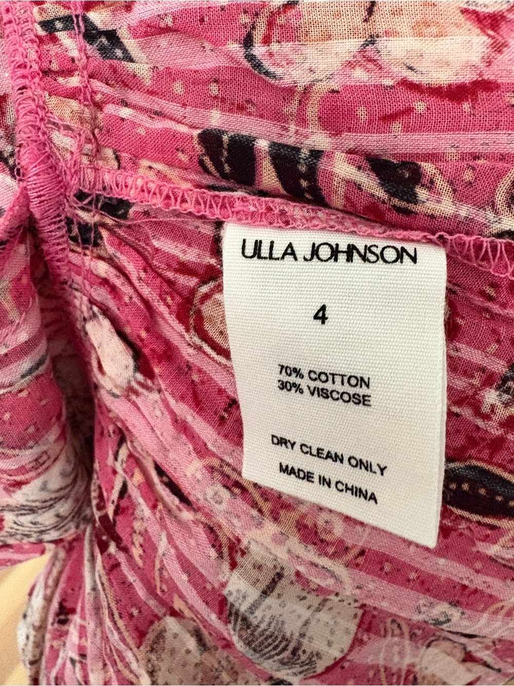 ULLA JOHNSON Pink Malie Mini Dress, Floral, Boho, Size 4, Retail $450 - Picture 5 of 6